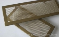 Fireplace ventilation grille opaque brass colour with a narrow frame