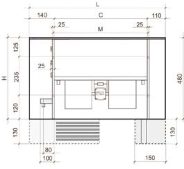 Dimensions fan coil W series