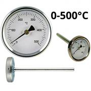 Bimetallic thermometer Fig. 569 C (65 mm, 0/500 °С), shank length 200 mm