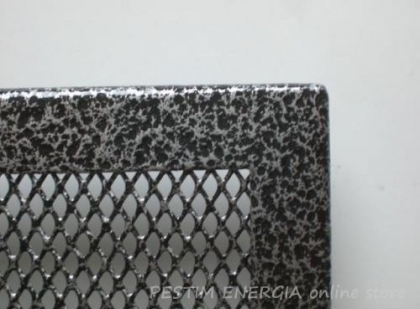Fireplace grille silver shagreen colour with a wide frame