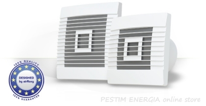 Domestic wall fan with gravity shutter pRestige
