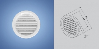 PVC вентилационна решетка с мрежа против насекоми, затваряща - кръгла HACO