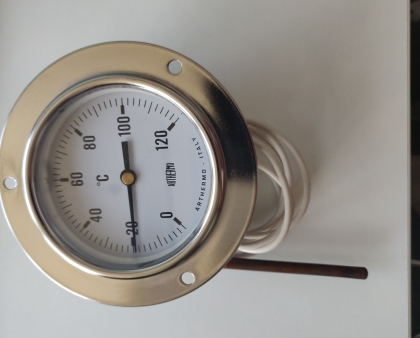 Thermometer F 84 FA, Capillary Length 1500mm, Stainless Steel Front Flange (80 mm, 0/120 °С)