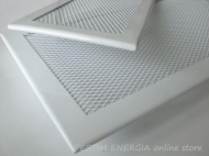 Fireplace grille white colour with a wide frame