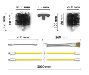Universal chimney cleaning brush (diameter 40cm) + 6 sticks 1m (all 6m)